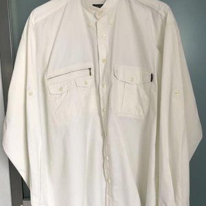 Vintage CAMEL ACTIVE Men  Long Sleeve  Safari Style Stand Collar Shirt Size XL